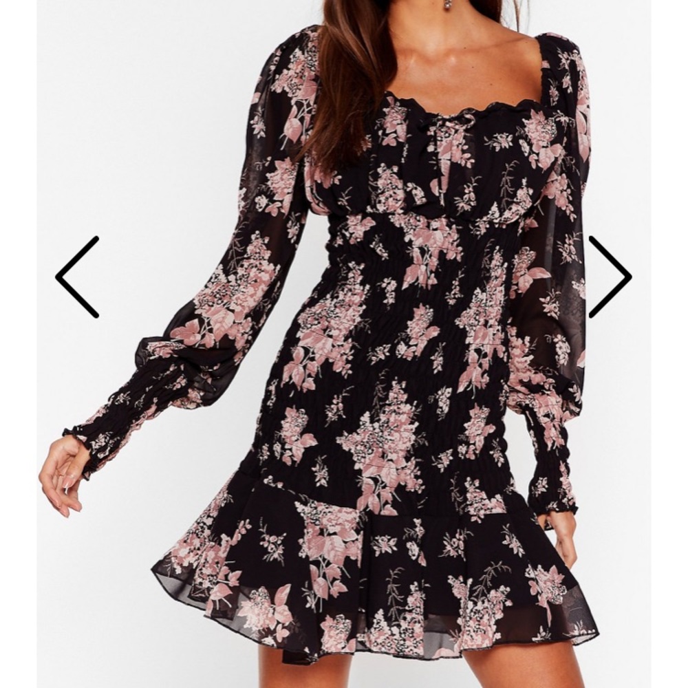 Nasty Gal Shirr For Your Floral Mini Dress